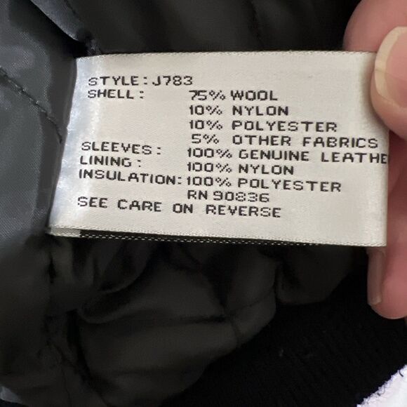 Port Authority Black Jacket Wool Blend Leather Sleeve Size L Aviation PPI Logo - Picture 5 of 12